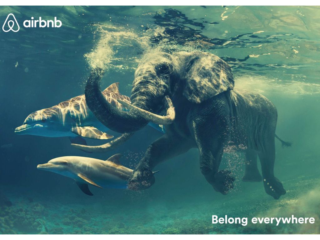 Elefante con delfines en un anuncio para airbag