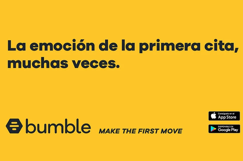 anuncio amarillo de bumble